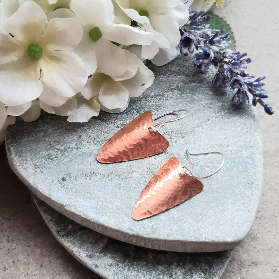  Copper Heart Drop Earrings Dangle Earrings