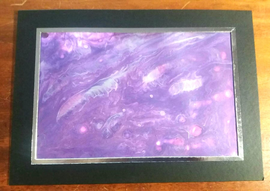 Lovely mounted purple and silver fluid art 