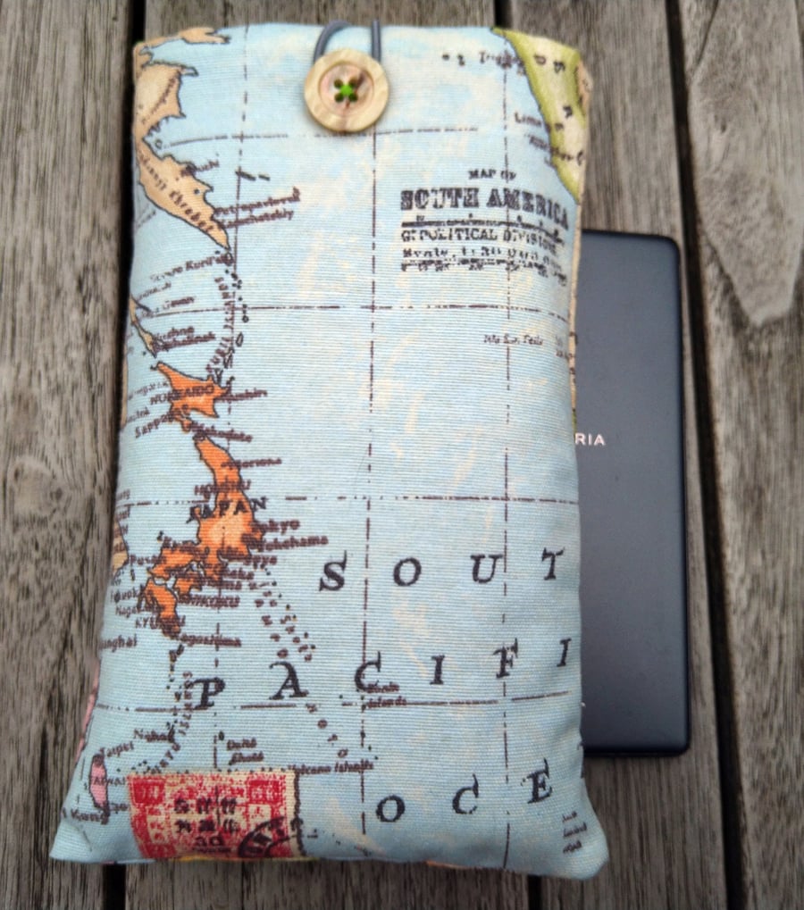 Phone or sunglasses cover world map