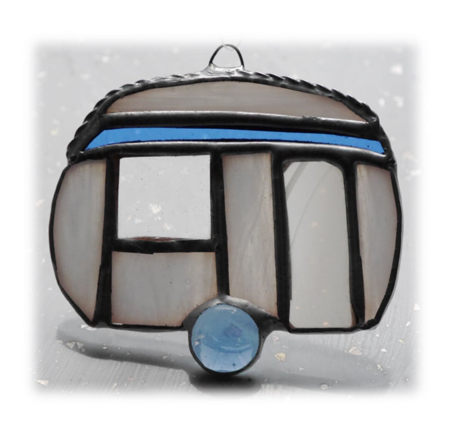 Caravan Suncatcher Stained Glass Mini Blue 026