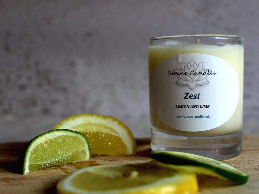 Lemon and lime essential oil candle