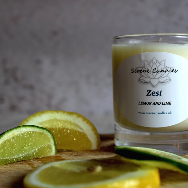 Lemon and lime essential oil candle