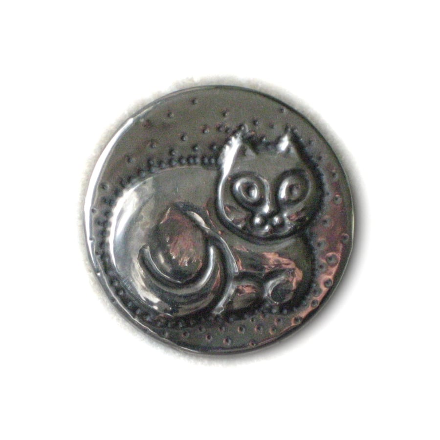 Cat Brooch in Silver Pewter