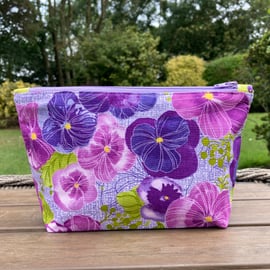 Pansy Posies Zipped Make up Bag