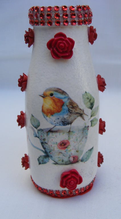 Handmade Robin flower vase, 