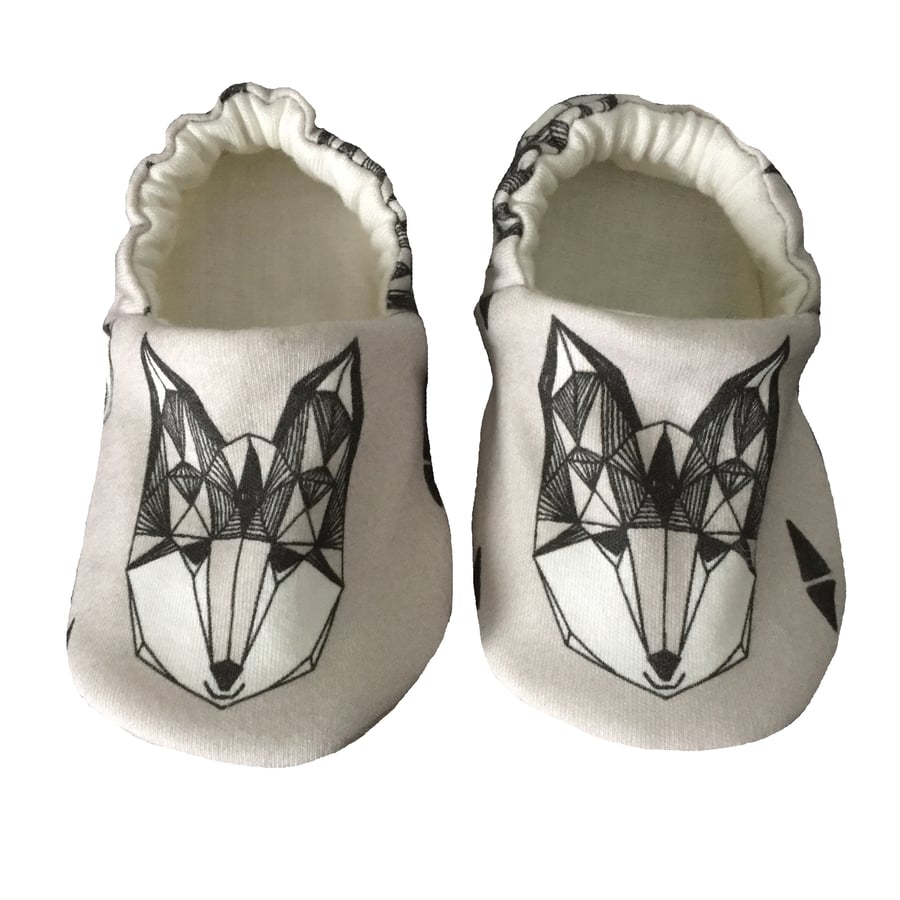 Baby Shoes 1st Walkers Grey Foxes Organic Kids Slipper Pram Shoes Gift Idea 0-9Y