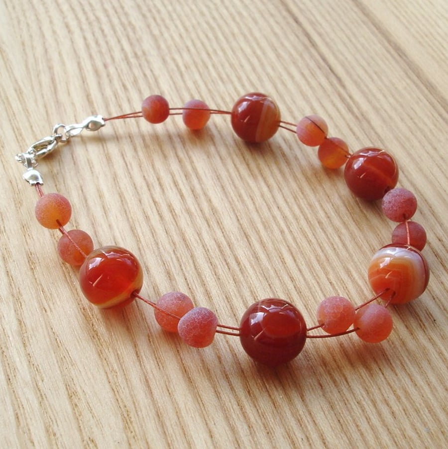 Orange Agate Floating Bead Bracelet