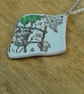 Beach pottery pendant with vine leaves - Image 2