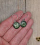 Pressed Flower Resin Earrings, Green, 304 Stainless Steel, Made in Scotland - Image 4