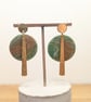 Green earthy agate polymer clay earrings- circles - Image 1