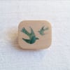 Wooden Bird brooch, Green Bird Brooch, Bird Badge, Bird Pin