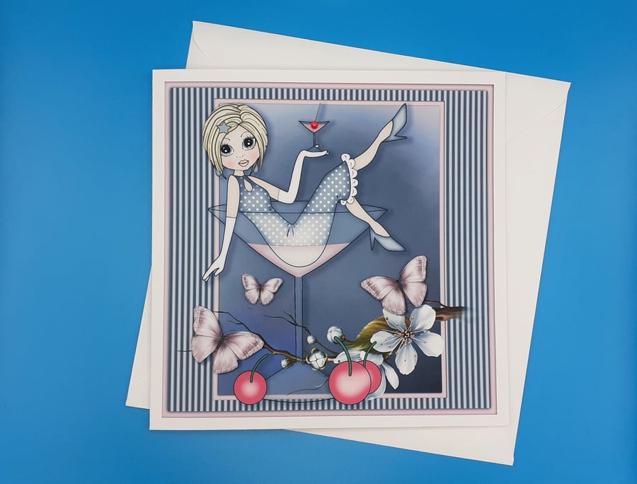 Funny Birthday Card For Her, 8x8inches. 20x20cms 