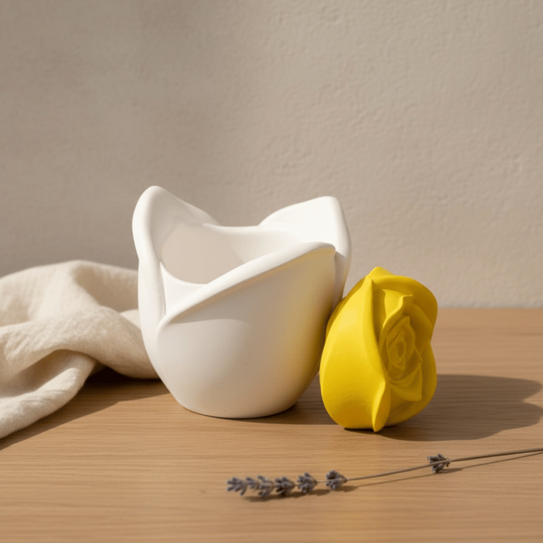 White trinket pot with yellow rose lid - handmade jewellery box or keepsake pot