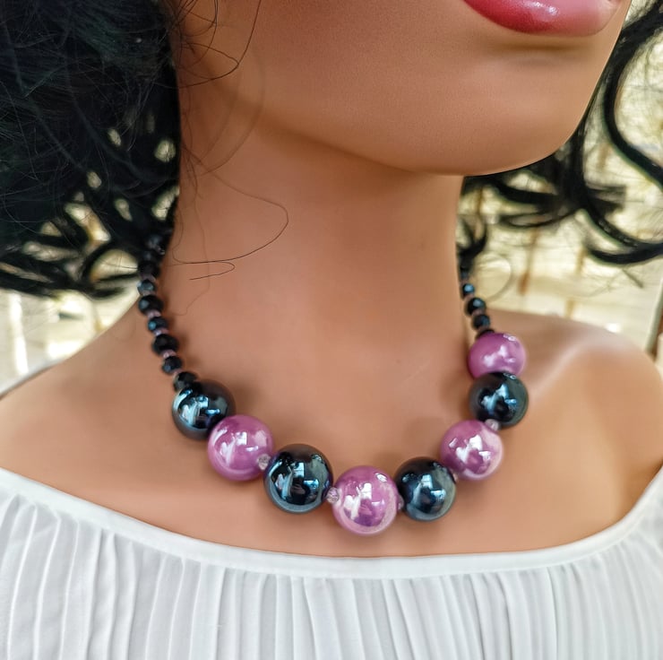 Chunky on sale purple necklace