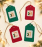 Hand-Stitched Christmas Initial Gift Tag with Holly - Image 3