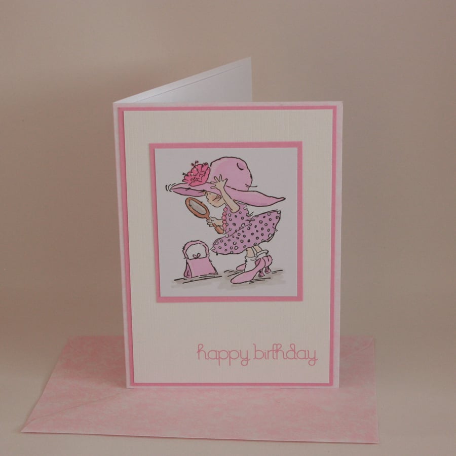 Pretty girl happy birthday card
