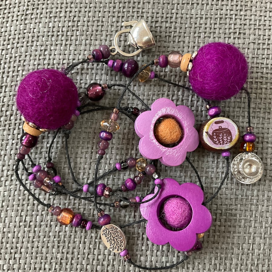 “Drink Tea” lariat necklace