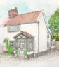 Personalised, hand-drawn house portrait in black & white or watercoloured