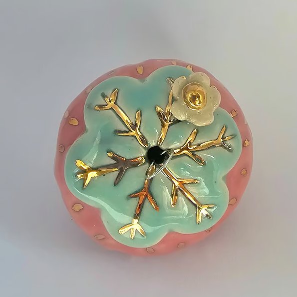 Ceramic Strawberry Christmas Decoration – Handmade Strawberry Bauble with Gold