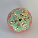 Ceramic Strawberry Christmas Decoration – Handmade Strawberry Bauble with Gold