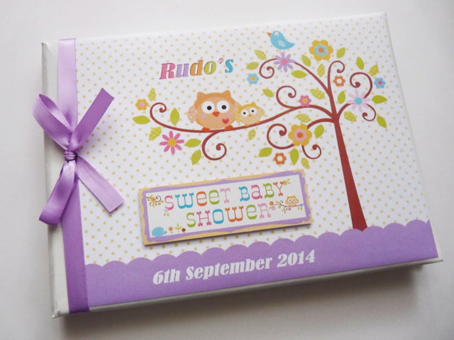 Happi tree girl baby shower guest book, happi tree baby shower party gift