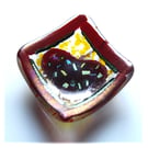 Ring Dish Fused Glass 7cm Red Heart dichroic 