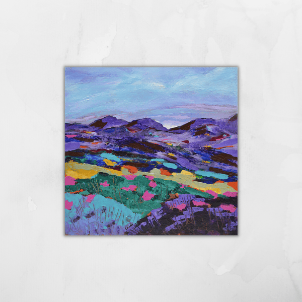 Ready to Hang, Acrylic Painting, Remote Landscape. 8x8 inches.