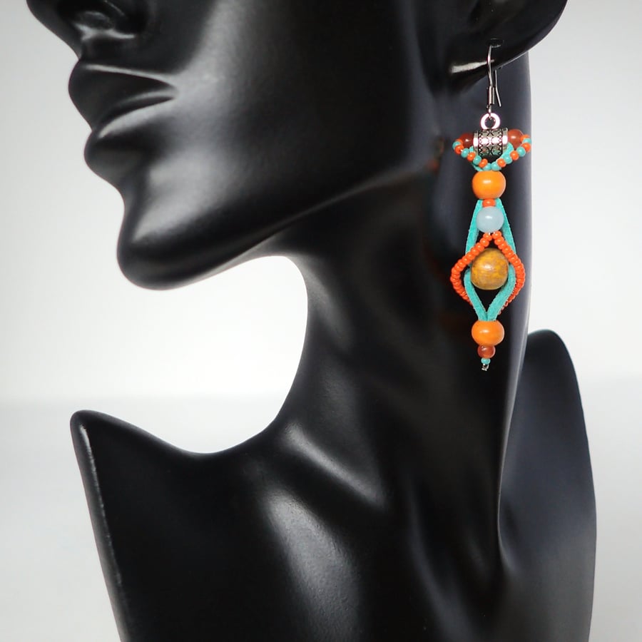 Bright Colourful Statement Beaded Earrings