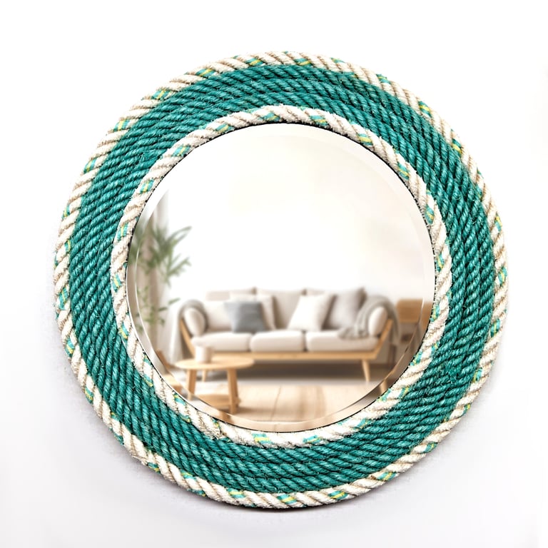 Recycled fishing rope porthole mirror, 28cm, 11 inches