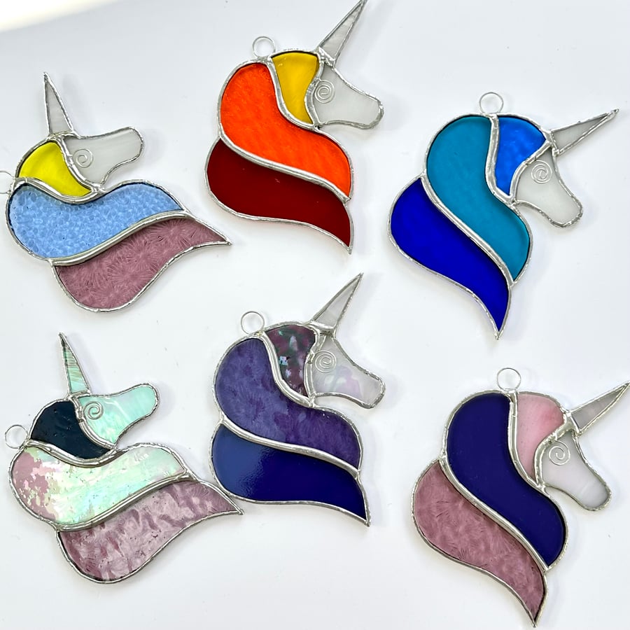 Stained Glass Unicorn Suncatcher - Handmade Decoration - Purple