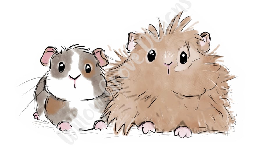 Guinea pig pals art print