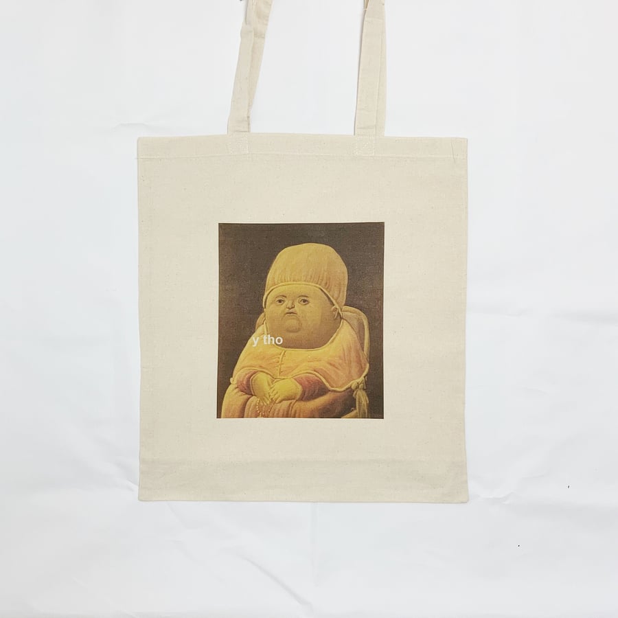 Y Tho Tote Bag Funny Meme Inspired by Reddit and Twitter in White or Black