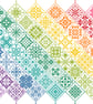 042A - Quaker Style Banded Rainbow on White Patchwork Tile Sampler - CS Pattern - Image 1