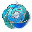 Ocean Curls Stained Glass Suncatcher 004 Turquoise Teal