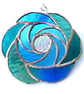 Ocean Curls Stained Glass Suncatcher 004 Turquoise Teal