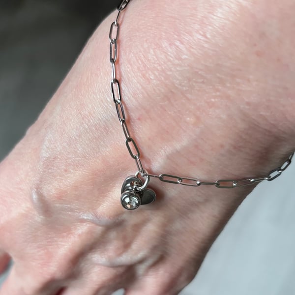 Stainless Steel Heart Charm Bracelet 