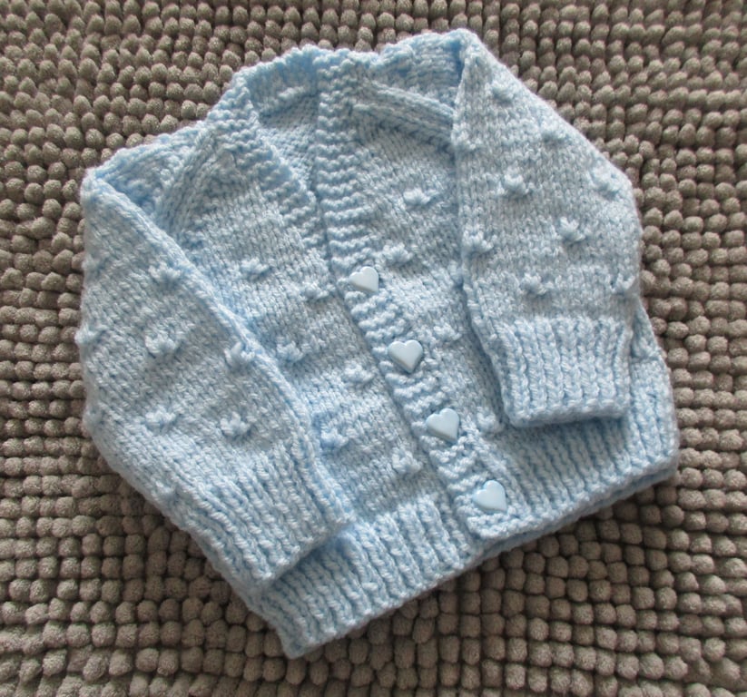 14" Baby Blue Knits Pattern V Neck Cardigan