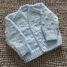14" Baby Blue Knots Pattern V Neck Cardigan