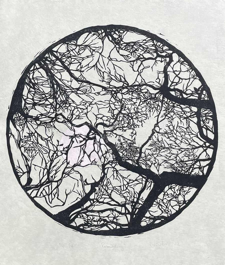 Linocut Print - Tree branches