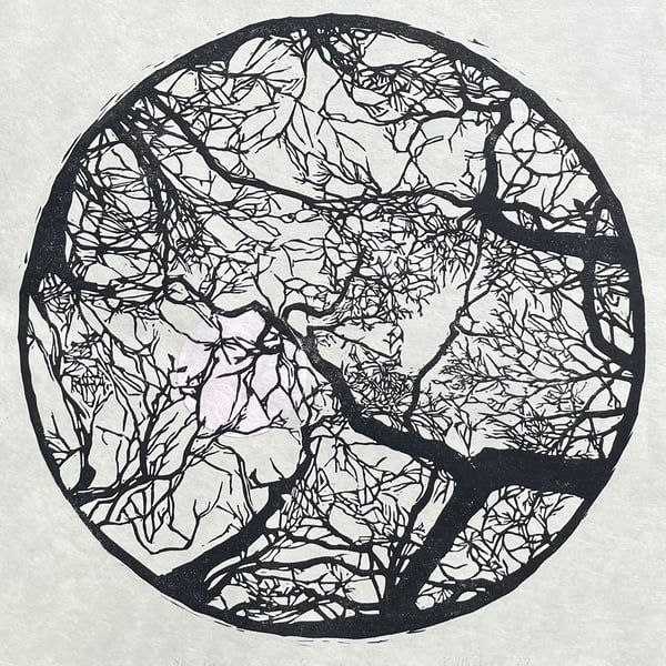 Linocut Print - Tree branches