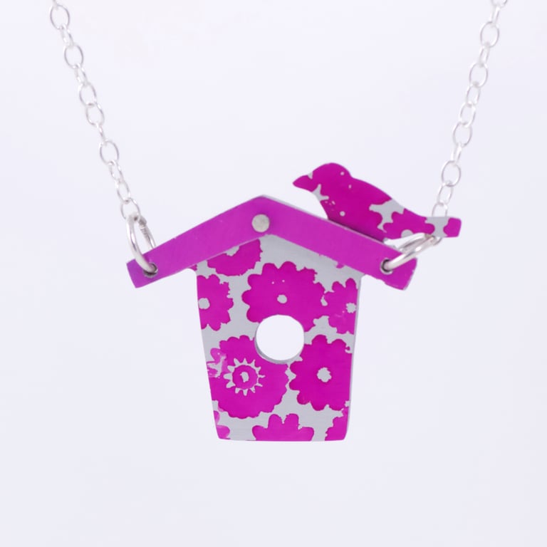 Contemporary Birdhouse necklace
