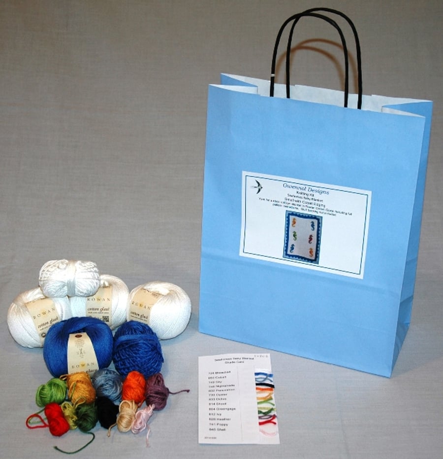Seahorses Baby Blanket Knitting Kit  size 45cm x 60cm