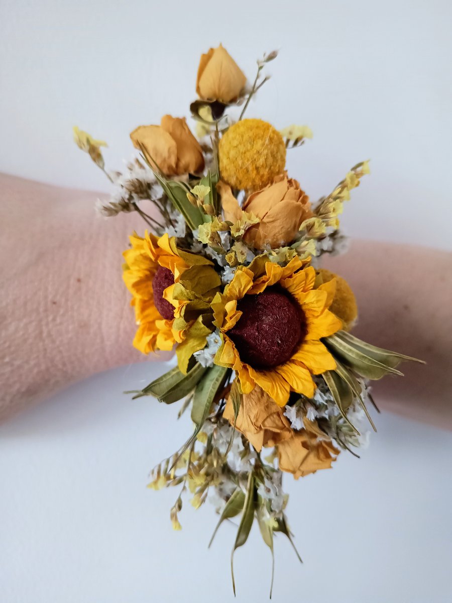 Dried Wrist Corsage- Yellow