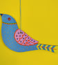 Hand painted wooden bird hanging, blue bird wall art, unique wall decor 