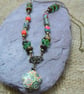 Howlite, Tiger's Eye & Czech glass beads necklace pendant - Image 1