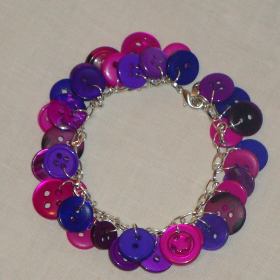 Cerise and Purple Button Charm Bracelet