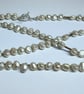 Long Freshwater Pearl Necklace with Purple Accents & Silver Tone T-Bar Clasp