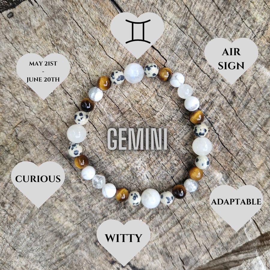 Gemini Zodiac Star Sign Gemstone Bracelet 