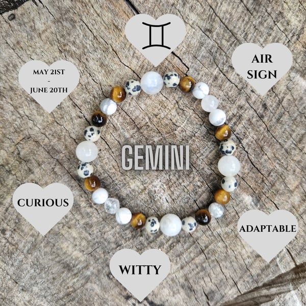 Gemini Zodiac Star Sign Gemstone Bracelet 