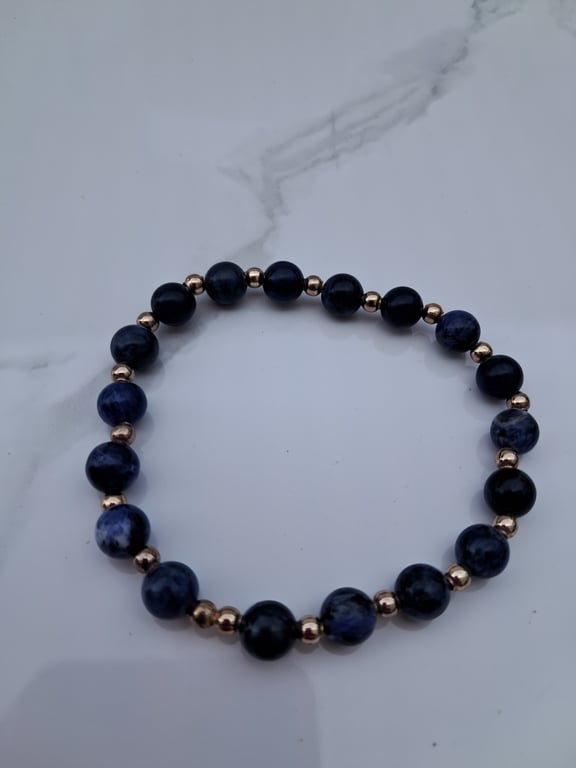 Sodalite and rose gold plated stretchy bracelet